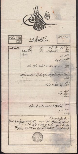Antique Ottoman Empire Thugra Document