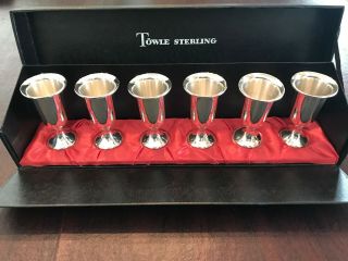 Towle Sterling Silver 58 Set Of 6 Shot/cordial Glasses Footed Goblets Cond