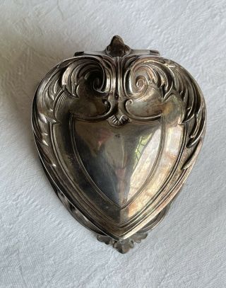 Antique Art Nouveau W - B Silver Plated Metal Trinket Casket Dresser Footed Box