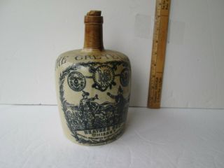 Antique Scotch Whiskey Pottery Jug The Greybeard Heather Dew.  25gal.  Lge.  Size