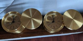 Two Vintage Tiffany & Co Round Swivel Top Desk Travel Alarm Clocks