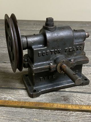Antique Boston Gears Gearbox With Pulley Sprocket 48:1 Gear Ratio Steam Punk
