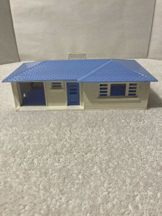 Vintage Plasticville Ranch House Blue And White Snap Fit With Chimney 9 " X 5 "