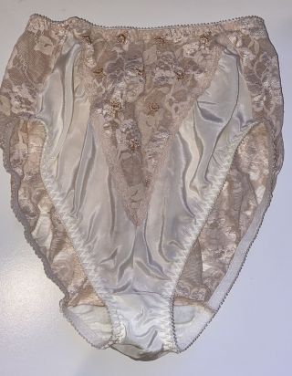 Vintage Ungaro Tan High Cut Lace Panties Size Medium