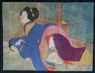 Japan Painting Shunga 1880s Antique Japanese Erotic Art Craft