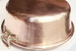 Antique French Copper Jam Pan With Bronze Handles Rolled Rim 16.  5inch 7.  7lbs 3