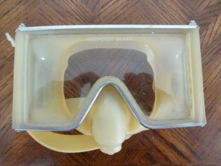 Vintage Us Divers Aqua - Lung Wraparound Face Mask Goggles Tempered Glass Clear