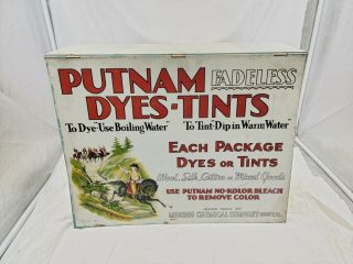 Antique Putnam Fadeless Dyes And Tint Metal Display 18.  75 " X 15 " X 6 "