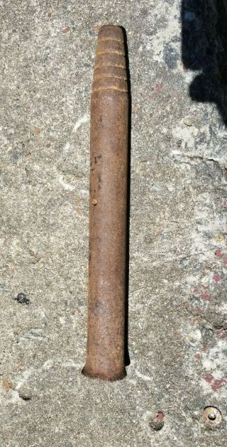 Antique 19th Century Cast Iron Steel Black Powder Rock Log Splitter Wedge Tool