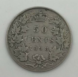 1898 Canada Silver 50 Cents,  Queen Victoria In Circulated