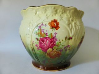 Antique English Jardinière Planter Pot With Rose Detail,  Hand Finished Victorian
