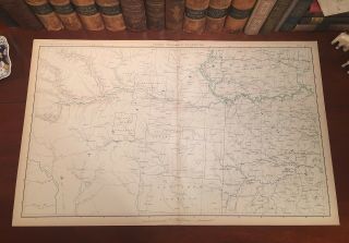 Antique Civil War Map Topeka Olathe Kansas Independence Missouri Joplin