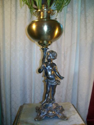 Antique  Cherub  Banquet - Parlor Oil Lamp