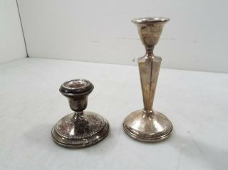 Two Weighted Sterling Candle Holders