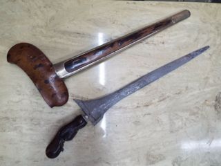 Old Indonesian Sumatra Javanese Keris Kris Dagger Knife Sword W/pamor Blade Nr