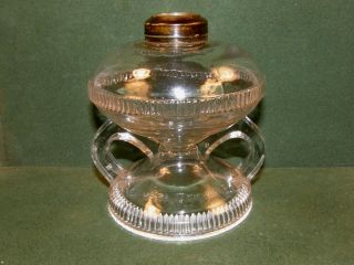 Antique Double Handle Finger Oil Lamp Ripley 1868 Pressed Glass Three Seams