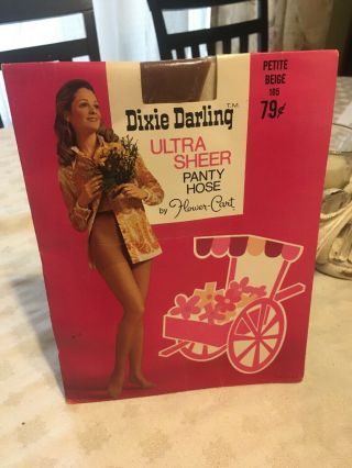 Vintage Dixie Darling Beige Nude Pantyhose W/ Model Pet