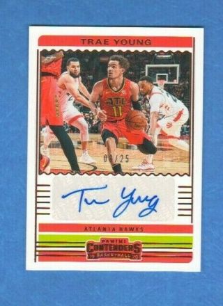 Trae Young Bronze Autograph 2019/20 Panini Contenders Basketball Auto 08/25 Atl