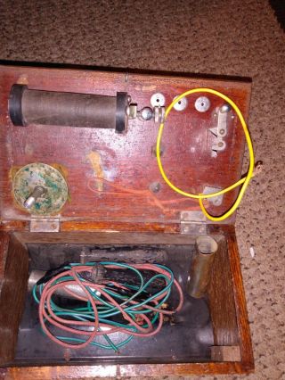 ANTIQUE RHEOTOME MEDICAL ELECTRO SHOCK THERAPY WOODEN BOX - QUACKERY MACHINE 2