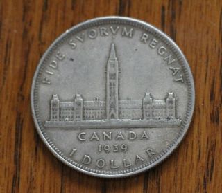 1939 Canada Silver Dollar (80 Silver) King George Vi & Canadian Parliament