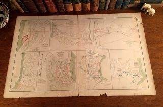 Large Antique Civil War Map Fort Henry & Donelson Dover Tn Tennessee