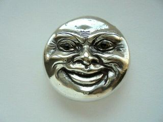 Solid Silver Double Faced Moon Vesta Match Safe Box