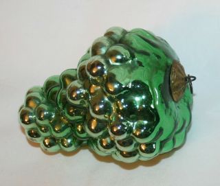 Large Antique Heavy Mercury Glass German Kugel Christmas Ornament Emerald Green