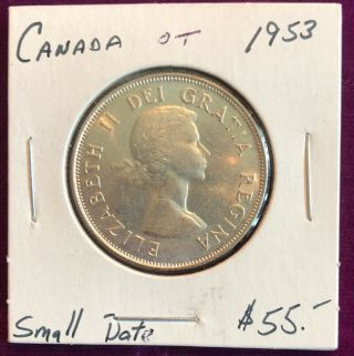 1953 Canadian Half Dollar Flash And Luster 80 Silver Small Date Rarity
