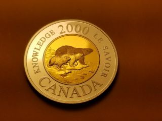 Canada 2000 Knowledge Toonie $2 Sterling Silver Proof Gem Coin.