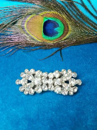 Vintage Antique Jewelry Duette Pin/brooch And Dress Clip Clear Rhinestone.  981