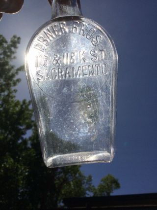 Antique Ebner Bros Whiskey Flask.  116&118 K St.  Sacramento Ca