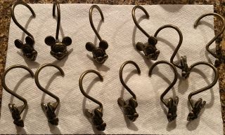 Antique Brass Disney Mickey Mouse Shower Curtain Hooks Set Of 12