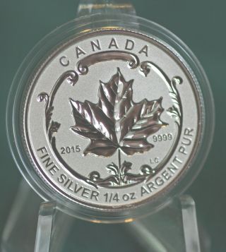 2015 Canada $3 Incuse Silver Maple Leaf 1/4 Oz Reverse Proof From Fractional Set