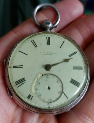 Hallmarked Silver J W Benson Fusee Pocket Watch Spares/repair 1881