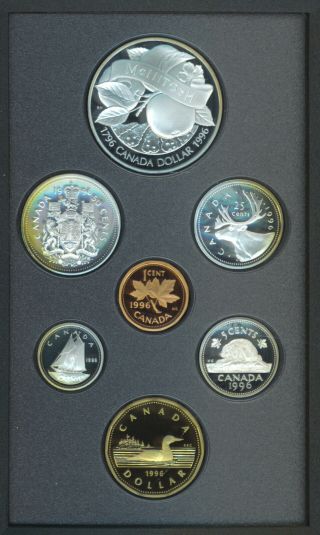 1996 Canada Double Dollar $1 Proof Coin Set Silver Box Mcintosh Apple
