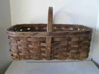Antique Dr.  Sheldon Advertising On Primitive Split Oak Laundry Gathering Basket