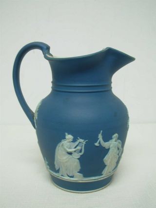 Antique Wedgwood England Dark Blue Jasperware 5 3/4 " Pitcher