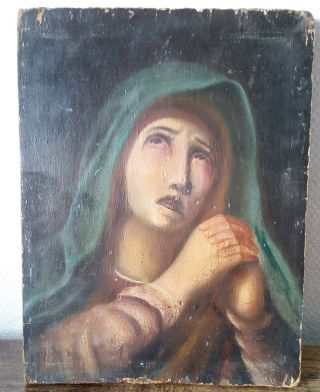 Antique Old Master Style Icon Of The Virgin Mary - Possibly 17th/18th Century