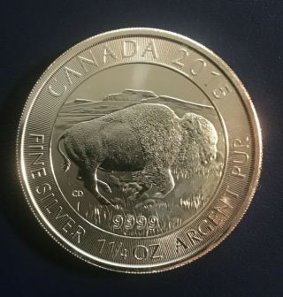 2015 Canada 1.  25 Oz Silver Bison $8 Coin -.  9999 Fine Silver