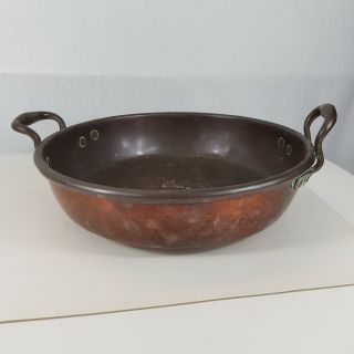 Antique Copper Preserve Jam Pan With 2 Handles 36cm Diameter