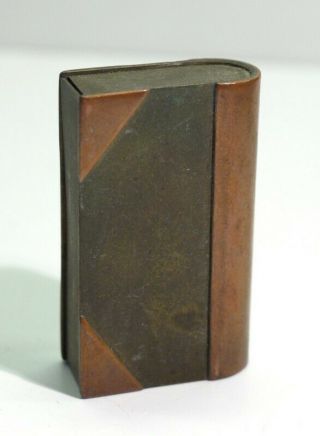 Antique Wwi Trench Art Brass & Copper Book Shaped Pocket Lighter.