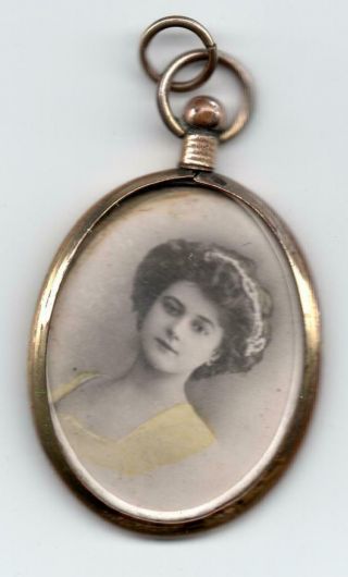 Antique Victorian Yellow Metal Rolled Gold Double Photo Locket Pendant Fob