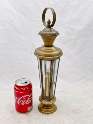 Antique Brass Oil Lamp With Glass Sides & Door - Can Be As A Candlestick