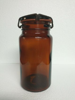 Antique Lorillard Amber Glass Tobacco Canister Jar Jersey Helme 1872 3