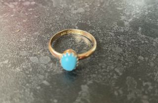 Lovely Antique Rare Chester Hallmarked 1905 9ct Gold Turquoise Ring Edwardian 2