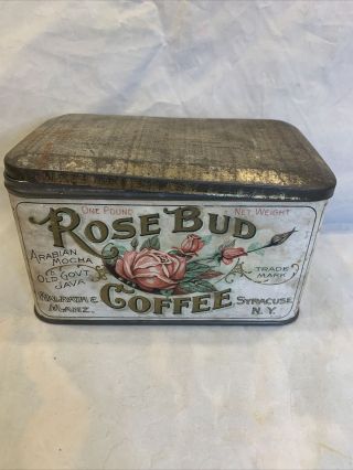 Antique Rose Bud Coffee Tin