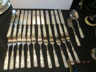 Landers Frary & Clark Sterling Silver Handle,  Mother Of Pearl Knives And Forks