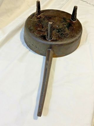 Vintage Antique Cast Iron Skillet 3 Legs Campfire Long Handle Pot Pan,  Marked