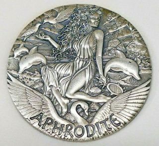 2 Oz 2015 Aphrodite Perth.  999 Silver Antiqued Finish Coin Minted Nr