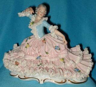 Antique Germany Dresden Lace Figurine By Muller